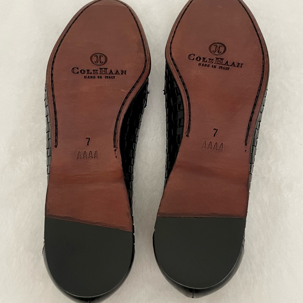 Cole Haan Black Woven Tassel Leather Loafers - Picture 2 of 5
